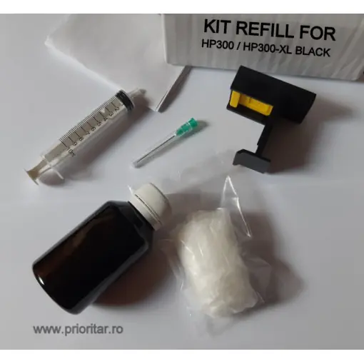 Kit refill negru reincarcare cartuse HP-300 ( HP300 HP-300-XL CC640E CC641E ) Nu rata