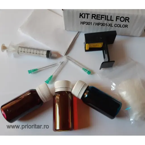 Kit refill reincarcare cartuse color HP-301 ( HP301 HP-301-XL CH562EE CH564EE ) Preț promoțional