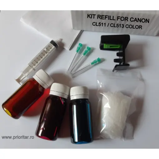 Calitate înaltă Kit refill reincarcare cartuse Canon CL-511 CL-513 color CL511 CL513 imprimante Canon Pixma