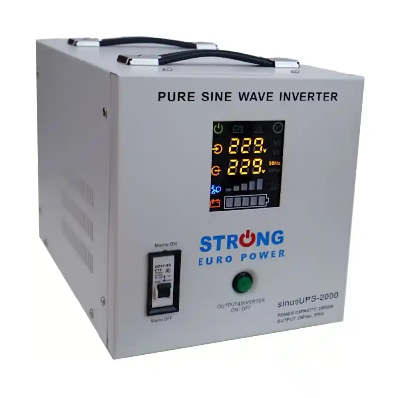 Disponibil imediat UPS centrale termice Strong Euro Power 2000VA 1400W Tensiune Baterie 24V (2 x 12V)