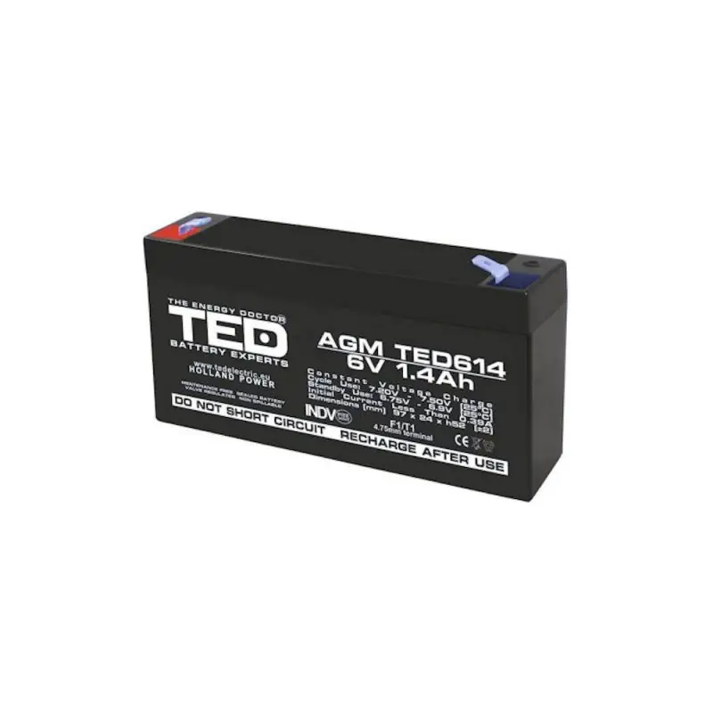 Cel mai vândut Acumulator AGM TED614F1 6V 1.4Ah