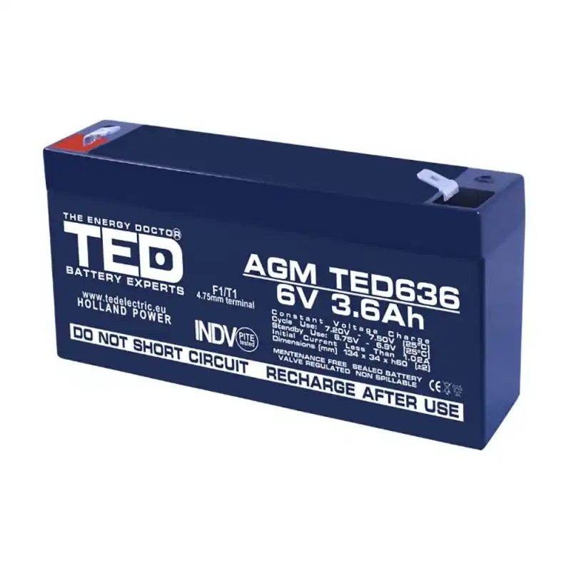 Acumulator AGM TED636F1 6V 3.6Ah Reducere extra