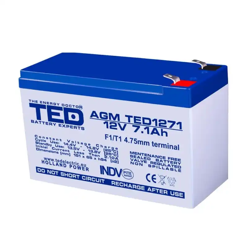 Acumulator AGM TED1271F1 12V 7.1Ah Preț mic