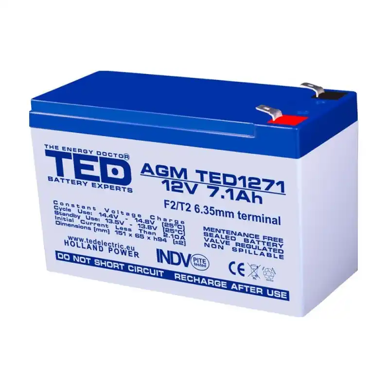 Reducere Acumulator AGM TED1271F2 12V 7.1Ah