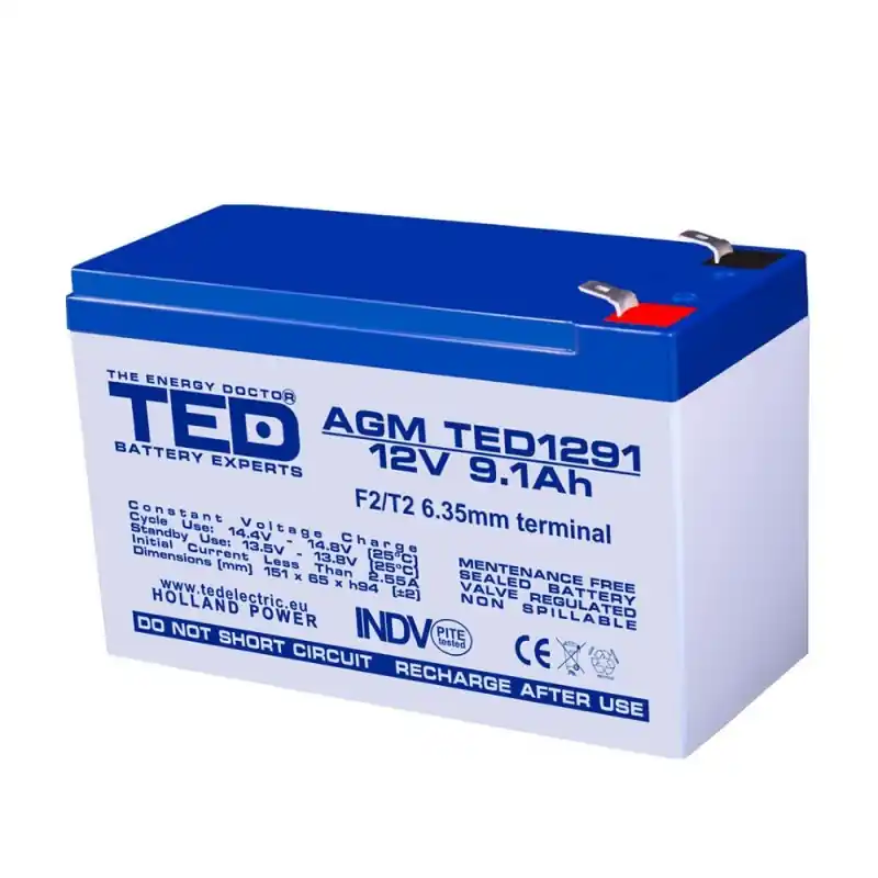 Acumulator AGM TED1291F2 12V 9.1Ah Transport gratuit