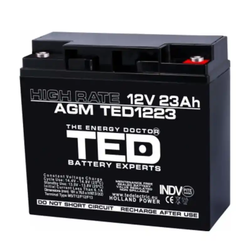 Acumulator AGM TED1223HRM5 12V 23AH HIGH RATE Disponibil imediat