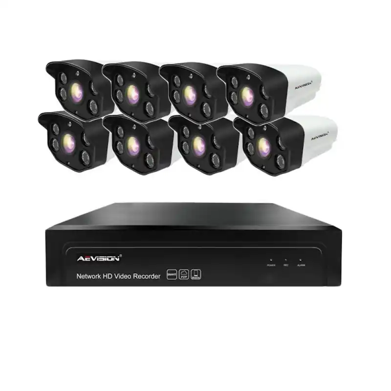 Sistem supraveghere video IP 8 camere exterior 50m 1080P Aevision Ofertă