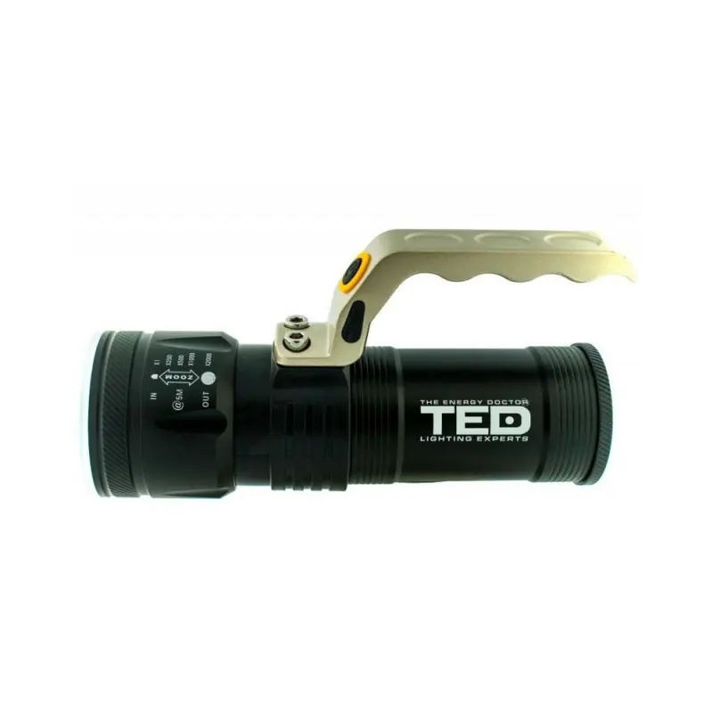 Ofertă Lanterna metalica 1 LED 10W zoom 3 acumulatori