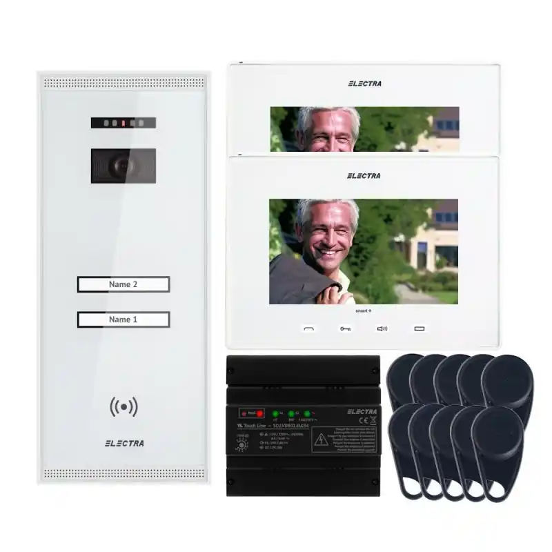 Plată securizată Videointerfon Electra Smart+7” pentru 2 familii montaj aparent - alb