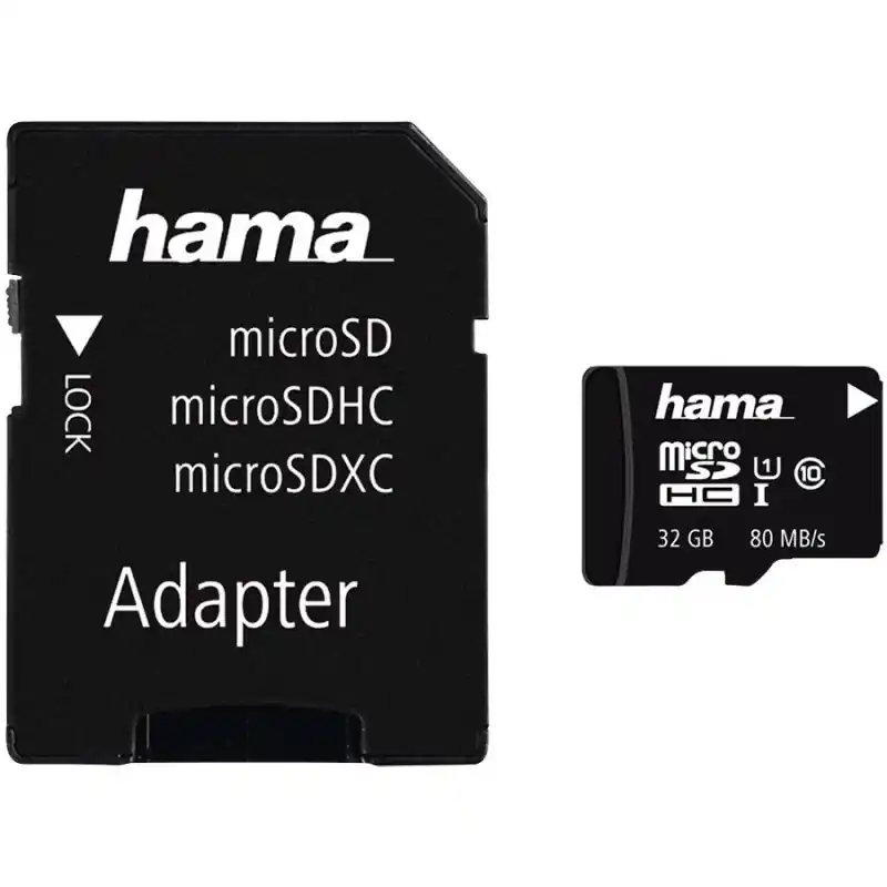 Plată securizată Hama microSDHC 32GB Class 10 UHS-I 80MB/s + Adapter/Photo