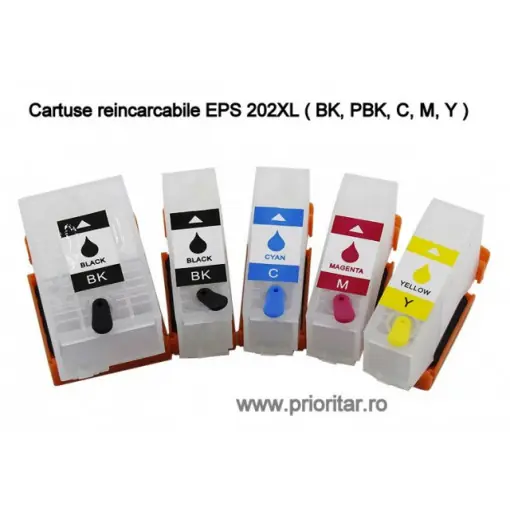 SET 5 cartuse reincarcabile pt EPSON 202XL autoresetabile T02G7 multipack Epson 202 XL ( BK, PBK, C, M, Y ) Preferatul clienților