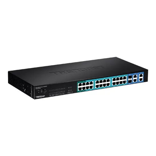 Switch WEB-management 24 porturi 10/100Mbps PoE, , 2 x Gigabit, 2 x Gigabit/SFP - TRENDnet TPE-224WS Promoție