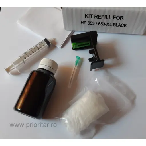 Cel mai bun preț Kit refill reincarcare si desfundare cartuse HP653 HP 653XL 3YM75AE negre