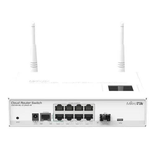 Plată sigură Management Switch 8 x Gigabit, 1 x SFP, Wi-fi 2.4GHz AP - Mikrotik CRS109-8G-1S-2HnD-IN