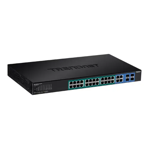 Reduceri Switch 28 porturi Gigabit Web Smart, 24 x PoE+, 4 x Gigabit/SFP - TRENDnet TPE-2840WS