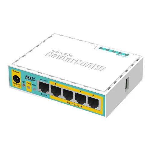 Router hEX PoE Lite, 5 x Fast Ethernet 4 x PoE, RouterOS L4 - Mikrotik RB750UPr2 Noutate