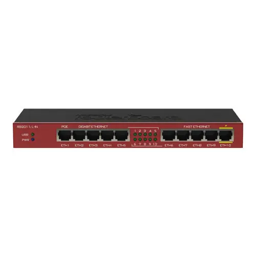 Comandă acum Router 5 x Fast Ethernet, 5 x Gigabit, 1 x PoE, RouterOS L4 - Mikrotik RB2011iL-IN