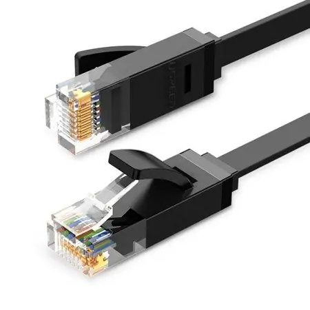Cablu de rețea plat UGREEN Ethernet RJ45, Cat.6, UTP, 15m (negru) Plată sigură