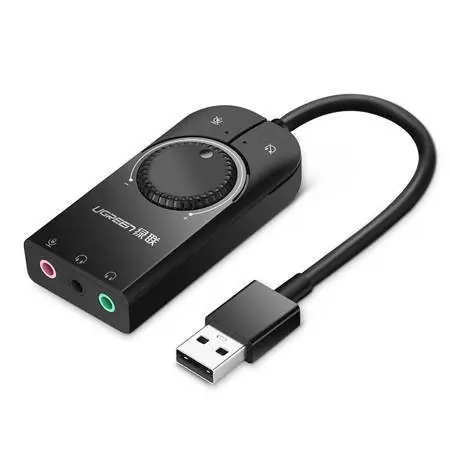 Placa audio externa USB UGREEN 15cm (negru) Reducere specială
