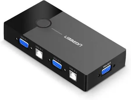 Switch KVM UGREEN Adaptor video VGA cu 2 porturi 2 în 1 (negru) Cel mai vândut