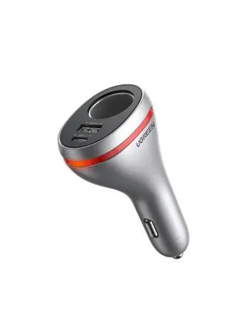 Incarcator de masina UGREEN CD204 cu port brichetă, USB, USB-C, 84 W (gri) Preț promoțional
