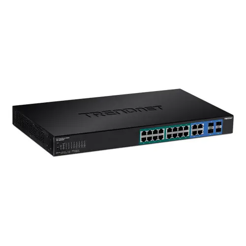 Discount Switch Web Smart, 16 x Gigabit PoE+, 4 x Gigabit/SFP, putere 370W - TRENDnet TPE-1620WSF