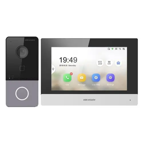 KIT videointerfon TCP/IP pentru 1 familie, monitor TFT LCD 7 inch - HIKVISION DS-KIS603-P Calitate înaltă