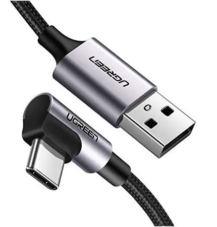 Cablu de date unghiular USB-C UGREEN 3A Quick Charge 3.0 1m (negru) Reducere de preț