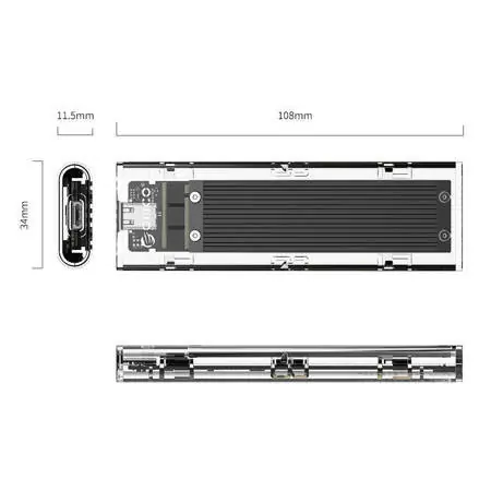 Preferatul clienților Carcasă SDD M.2 Orico, NVME, USB-C 3.1 Gen.2, 10 Gbps (negru)