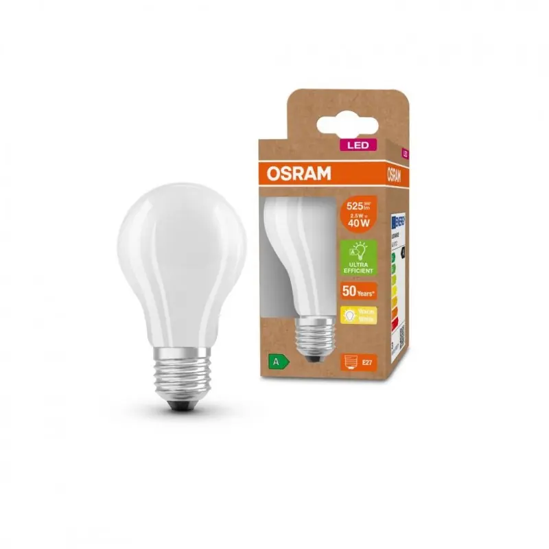Transport gratuit Bec LED Osram Classic A60, Ultra Efficient Light, E27, 2.5W (40W), 525 lm, lumina calda (3000K)
