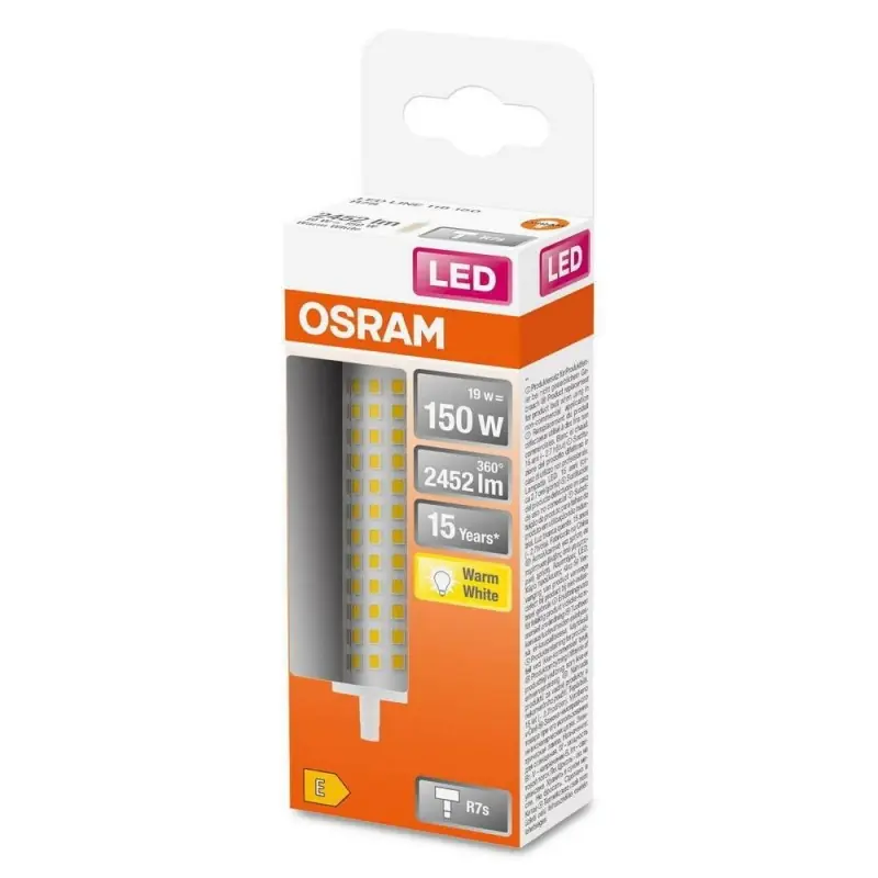 Bec LED Osram LINE, R7s, 18.2W (10W), 2452 lm, lumina calda (2700K), 118mm, Ø29mm Reduceri