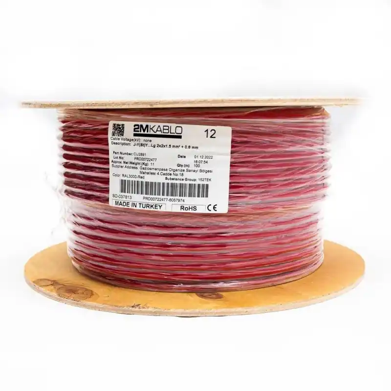 "Cablu incendiu JY(St)Y...Lg 2x2x1.5 mm² + 0.8 mmproducator 2M Kablo, 3T00000401-3-100Diametru fir : 1.5 mmConductor torsadati i Ofertă specială