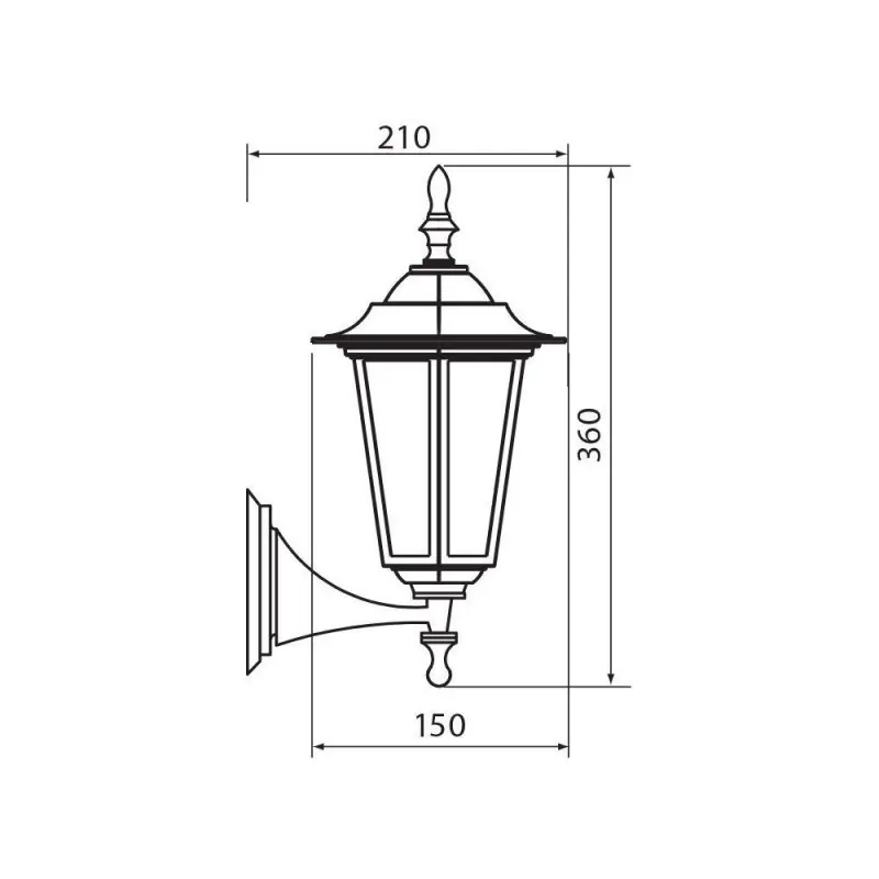 Promoție Aplica tip felinar Vivalux MARIBOR UP, E27, max. 1x60W, IP44 ,210x150x360mm, Negru, bec neinclus