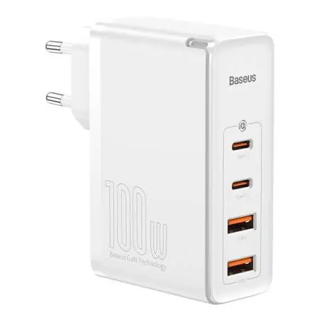 Preferatul clienților Încărcător de călătorie rapid Baseus GaN2 Pro 2x USB + 2x USB-C, 100W, UE (alb)