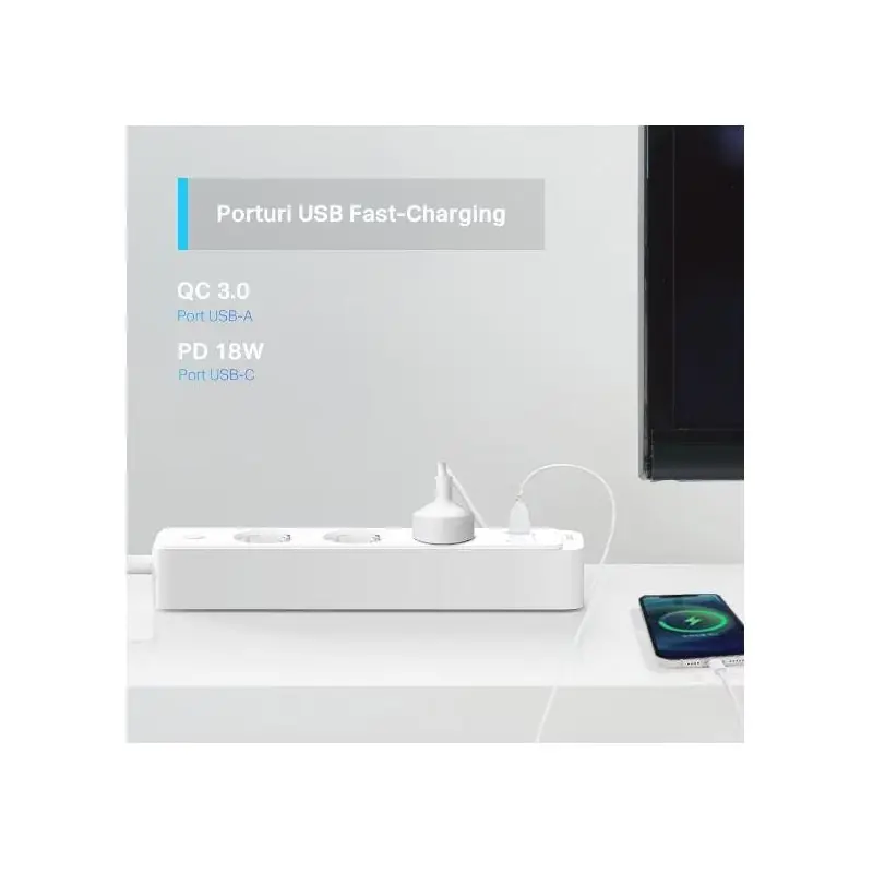 Super ofertă TP-LinkSMART WI-FI SOCKET TAPO P300, Protocol: IEEE 802.11b/g/n, Bluetooth 4.2, 2.4 GHz, Cerințe de sistem, Android 5 sau mai