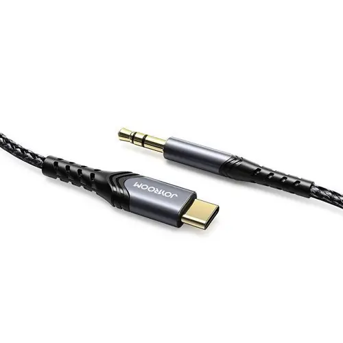 Lichidare de stoc Cablu AUX audio stereo Joyroom 3,5 mm mini jack - USB tip C pentru smartphone 2 m negru