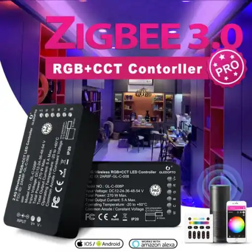 Plată securizată Controler LED Gledopto Zigbee Pro RGB+CCT (Zigbee+RF)