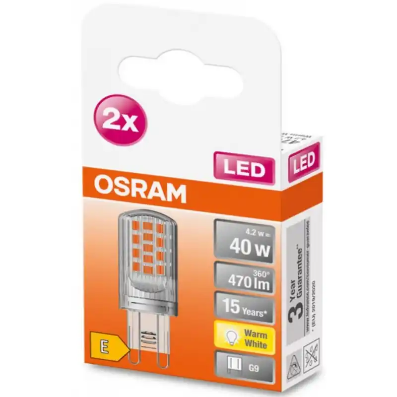 2 Becuri LED Osram PIN, G9, 4.2W (40W), 470 lm, lumina calda (2700K) Reducere