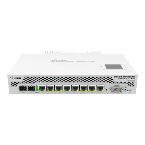 Disponibil imediat Cloud Core Router, 7 x Gigabit, 1 x combo SFP/Gigabit, 1 x SFP+, RouterOS L6, desktop - Mikrotik CCR1009-7G-1C-1S+PC