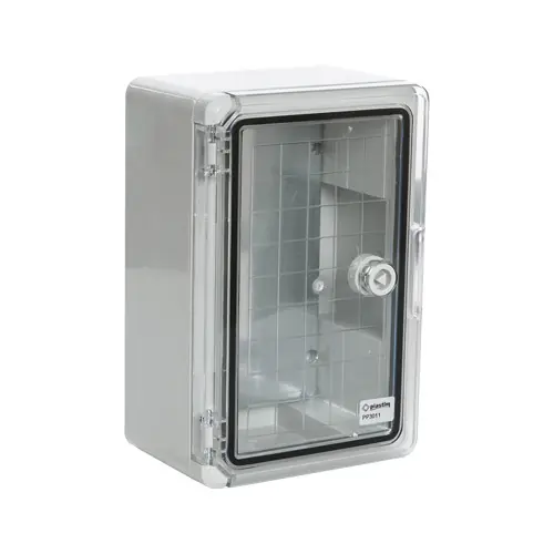 Ofertă specială Cutie distributie IP65 din ABS gri, usa transparenta, placa metalica, 400x500x240 mm PP3017