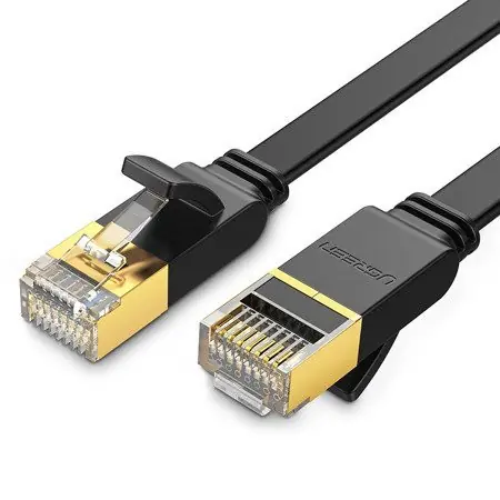 Cablu de rețea plat UGREEN NW106 Ethernet RJ45, Cat.7, STP, 0.5 m (negru) Plată securizată