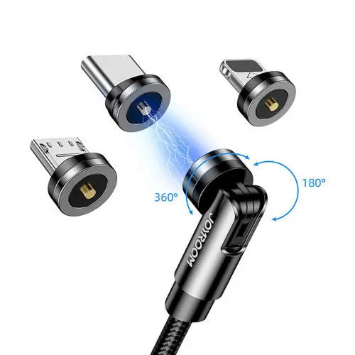 Premium Cablu de incarcare Joyroom 3in1 magnetic USB - Lightning / USB tip C / micro USB 2,4A 1,2m negru