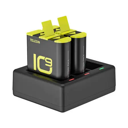 Incarcator Telesin cu 3 sloturi pentru GoPro Hero 9 / Hero 10 + 2 baterii Retur gratuit
