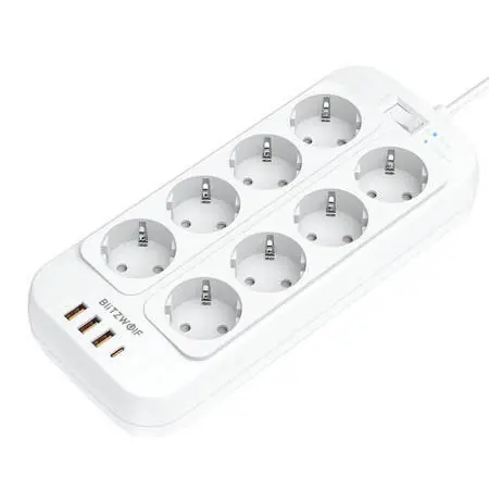 Blitzwolf BW-PC2, 8 prize + 3x USB, 1x USB-C, 2500W Preț redus
