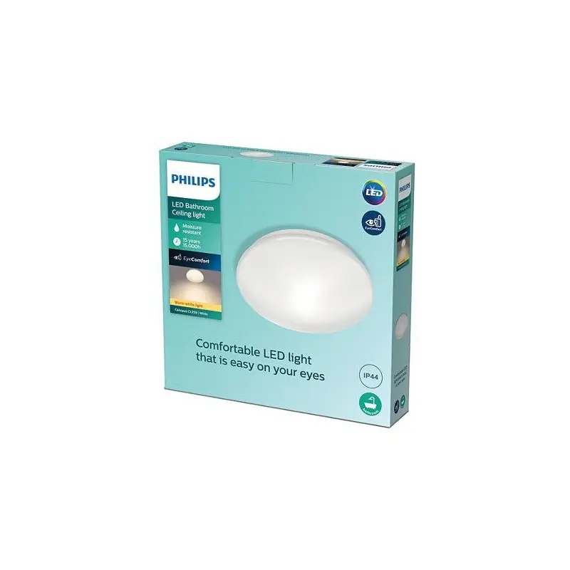 Cel mai vândut Plafoniera LED Philips Canopus CL259, 17W, 1500 lm, lumina calda(2700K) ,IP44, 32cm, Metal/Plastic, Alb