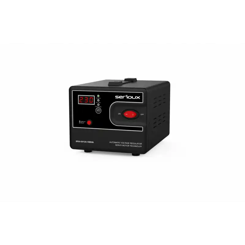 Reducere extra Stabilizator de tensiune Serioux Servo 124-1500VA, putere 1500VA/900W, tip servo motor, transformator toroidal+ Servo motor, int