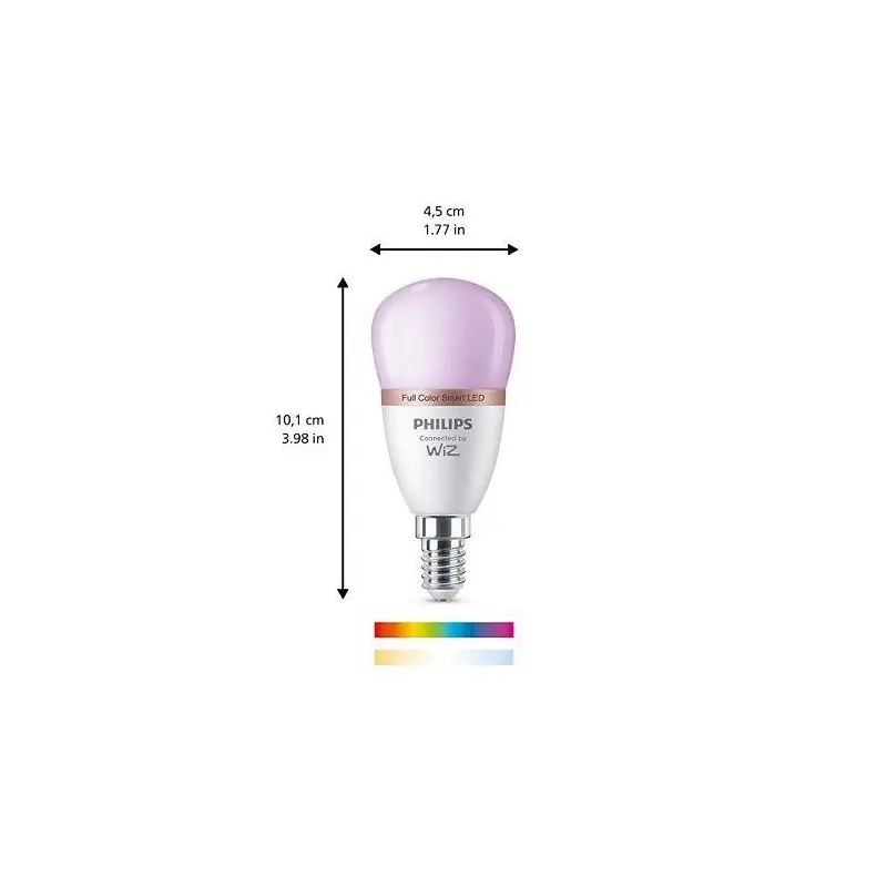 Popular Bec LED RGB inteligent Philips Bulb P45, Wi-Fi, Bluetooth, E14, 4.9W (40W), 470 lm, lumina alba si color (2200-6500K)
