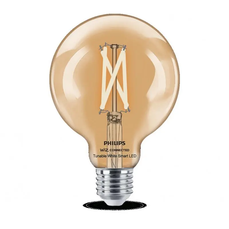 Bec LED inteligent vintage (decorativ) Philips Filament Globe Clear G95, Wi-Fi, Bluetooth, E27, 7W (60W), 806 lm, lumina alba (2 Comandă acum