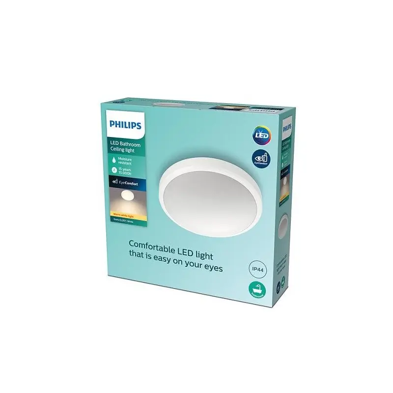Plafoniera LED Philips Doris CL257, 17W, 1500 lm, lumina calda (2700K), IP44, 31.3cm, Alb Preț promoțional
