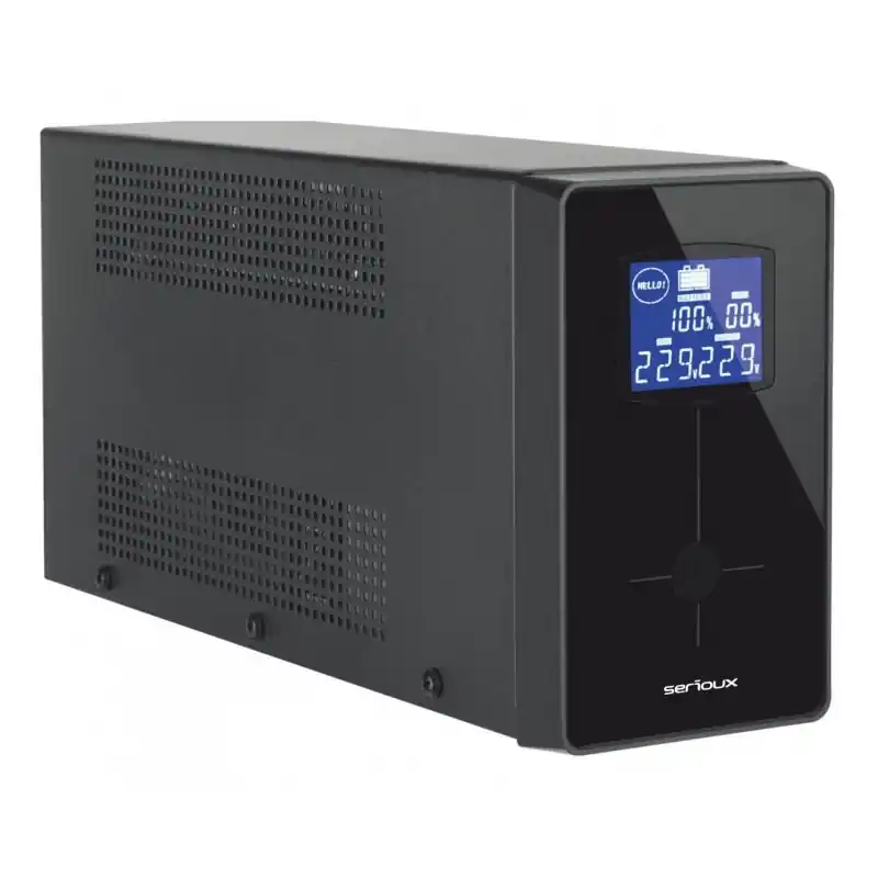 Preț promoțional UPS Serioux Line Interactive 600LI, ecran LCD, capacitate 600VA/360W, 2 prize Schuko , baterie 12 V / 7.0 Ah × 1, timp mediu de